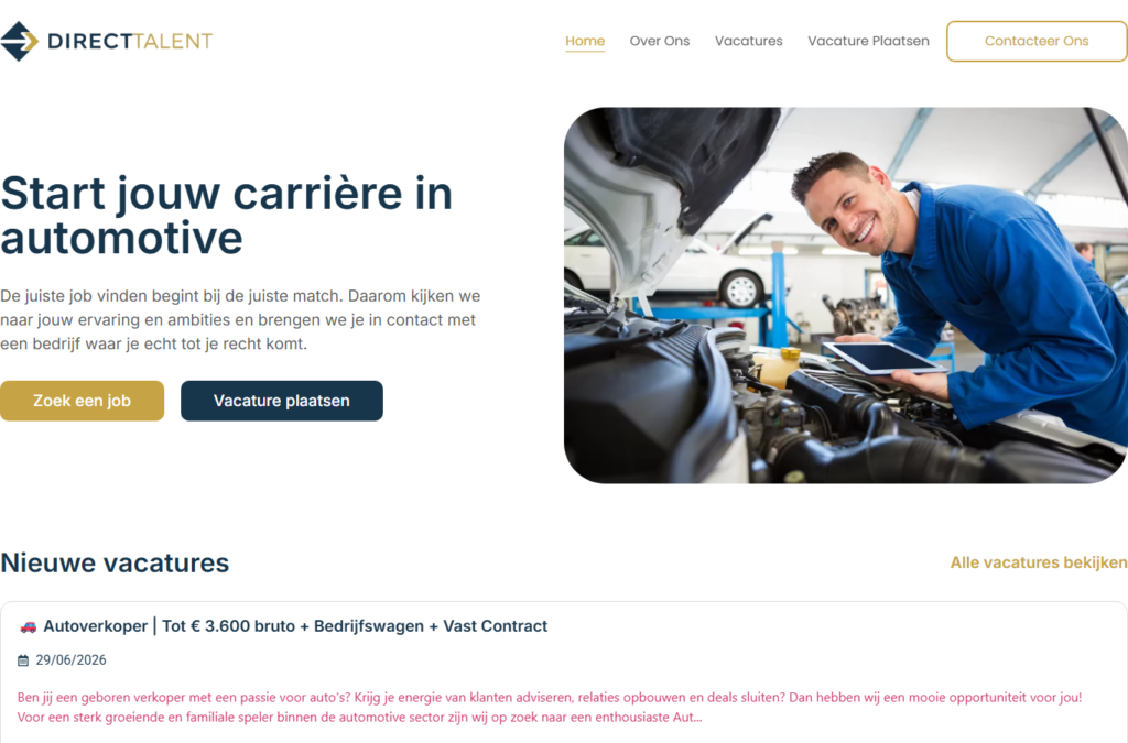 De vacaturewebsite van Directtalent