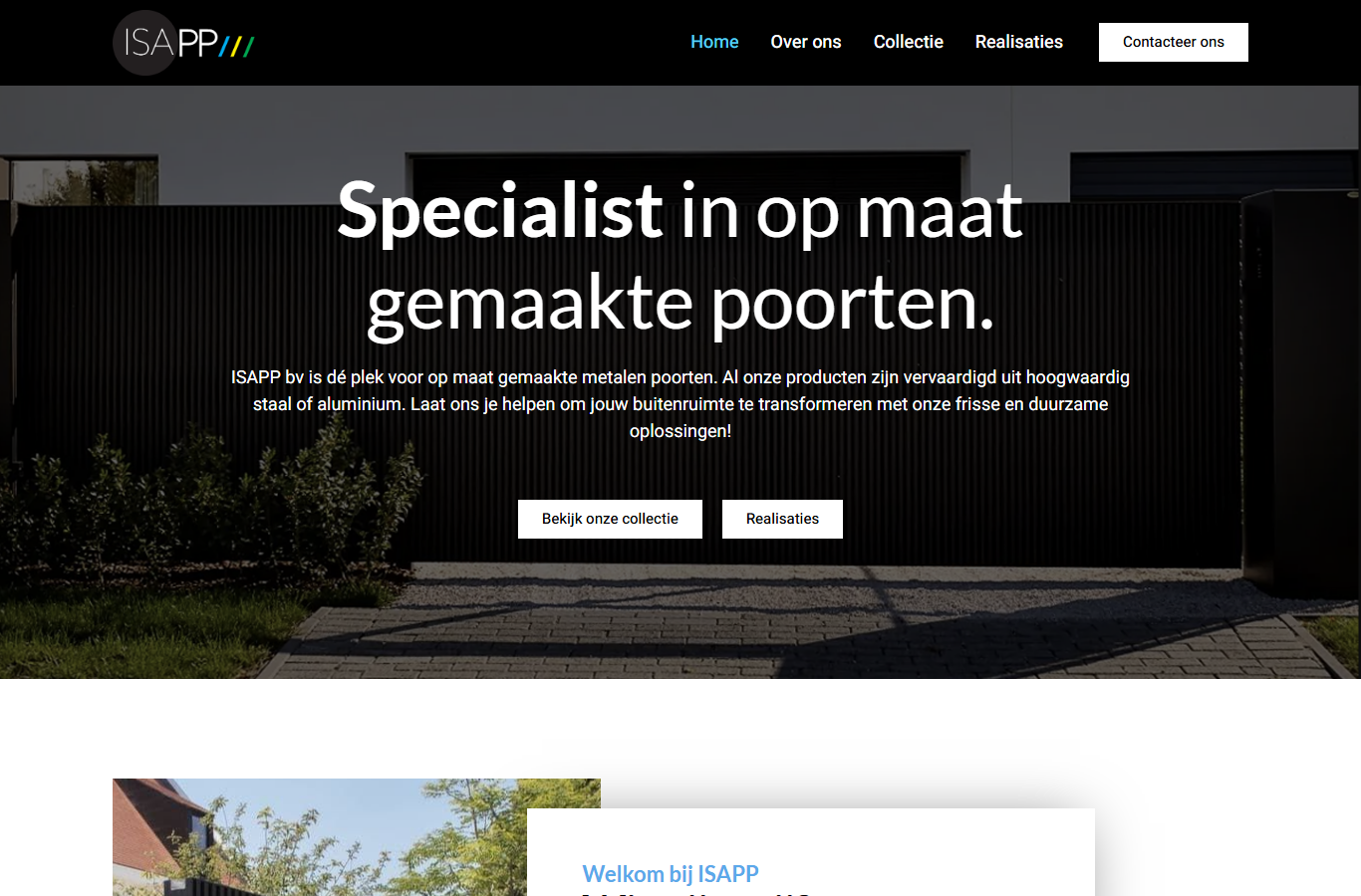 De website van poortenbouwer ISAPP