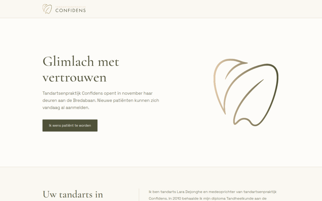 De homepage van Tandartsenpraktijk Confidens