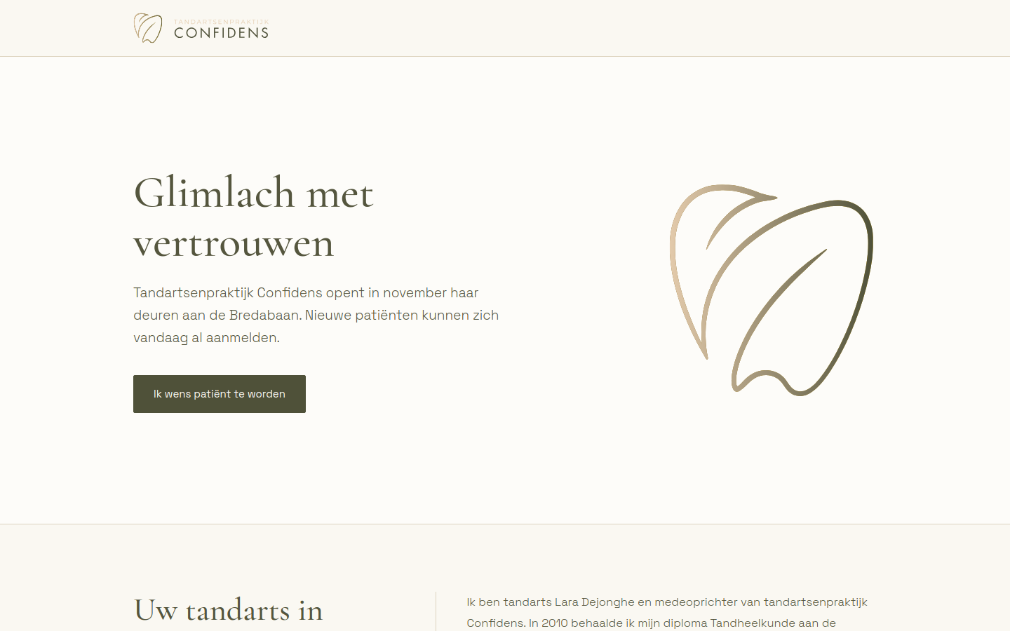 De homepage van Tandartsenpraktijk Confidens