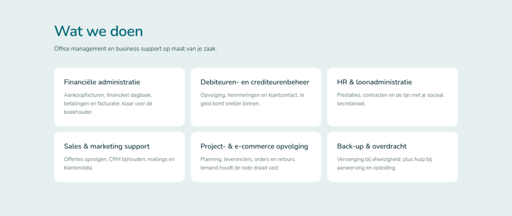 De diensten van iAssist op de website